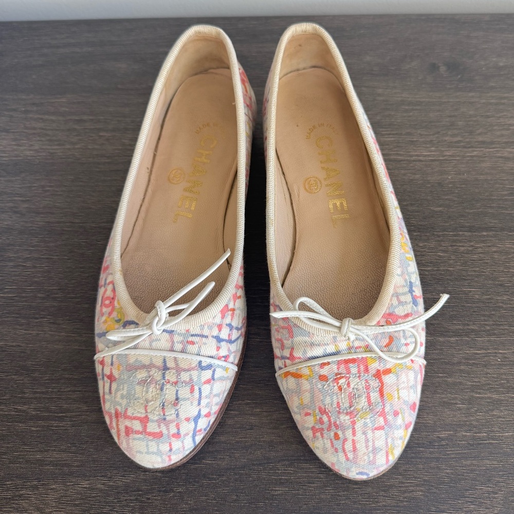Chanel Watercolor Ballet Flats 34.5